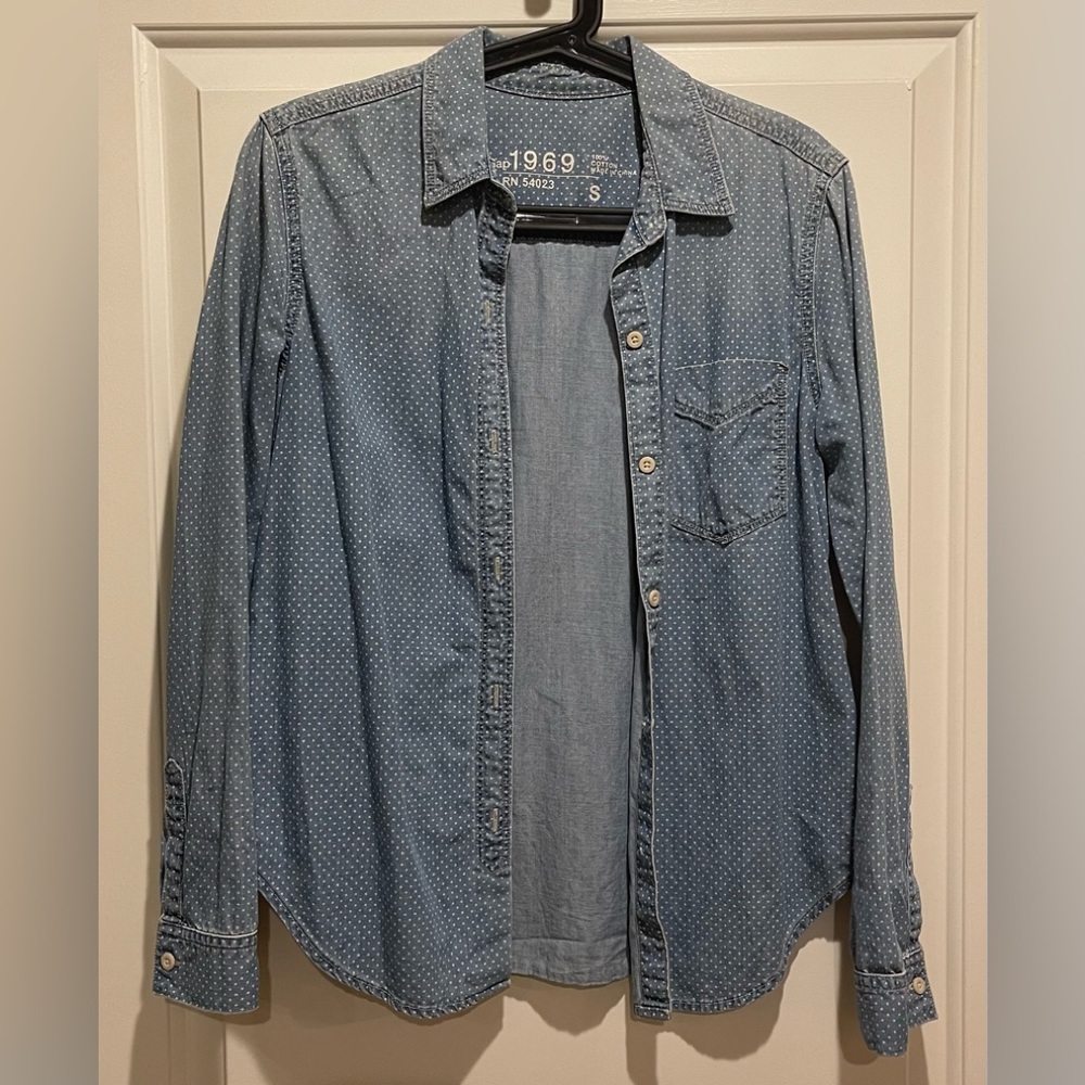 Denim Polka Dot Shirt Size S